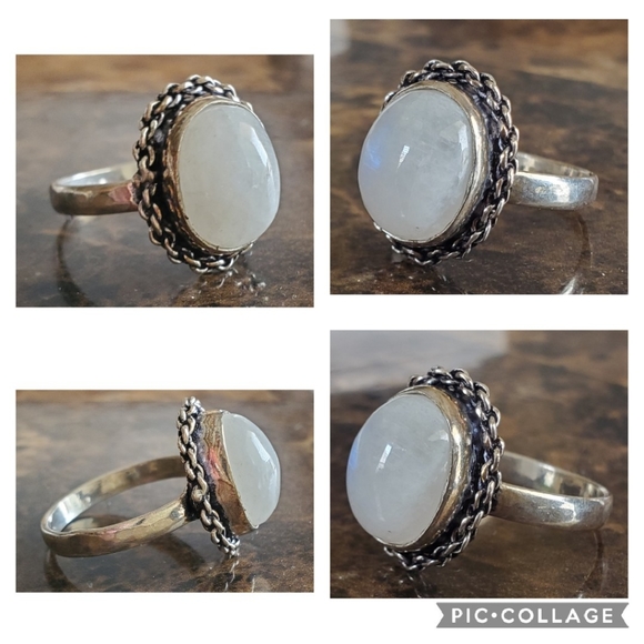 Genuine Rainbow Moonstone Ring Size 9 - Picture 7 of 8